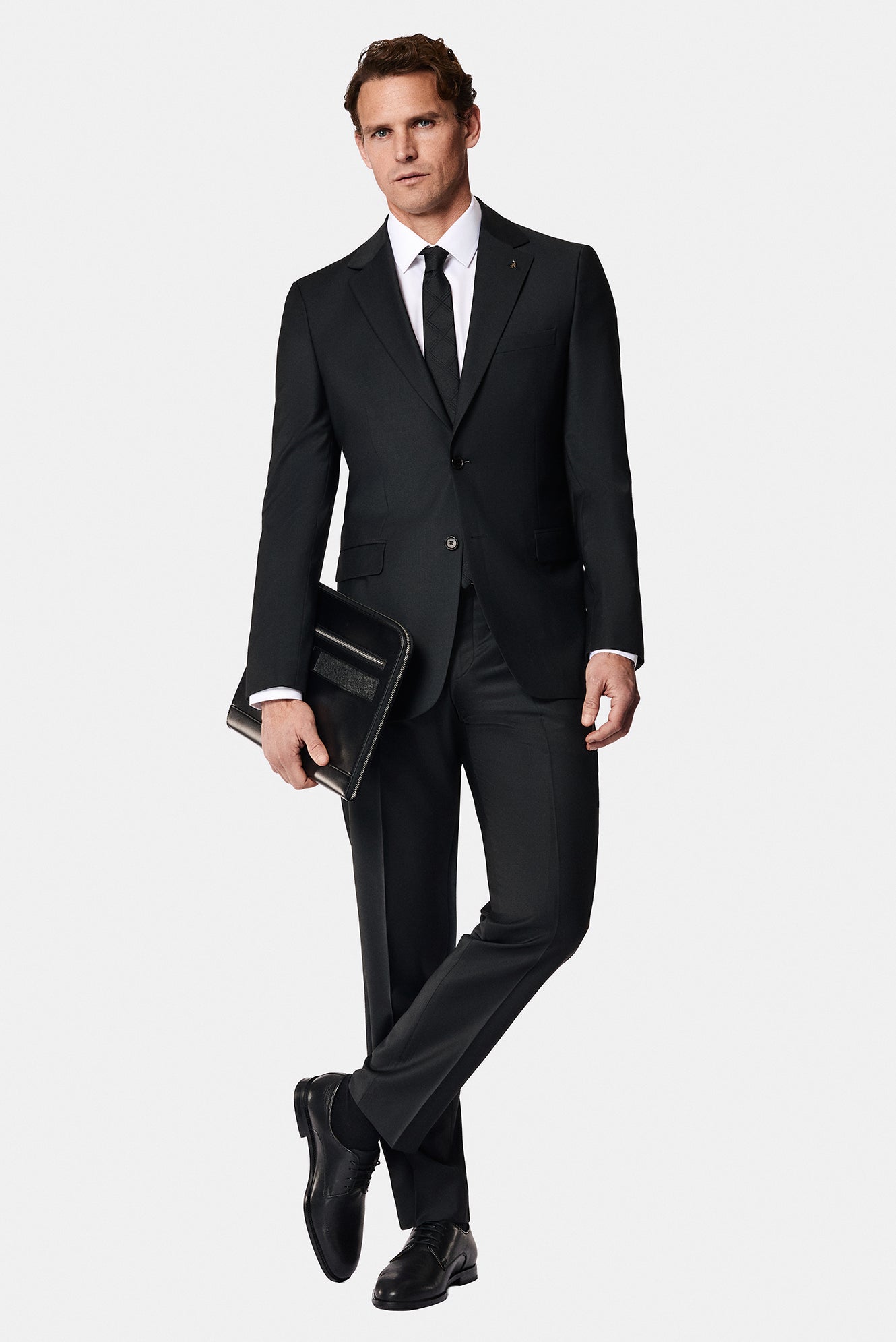 Siyah 7 Drop Slim Fit Dar Kesim Yünlü Tak?m Elbise-Abdullah Ki??l?