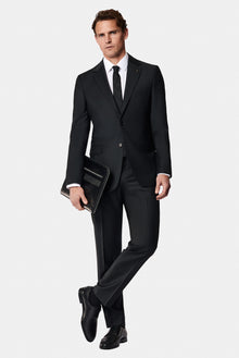 Siyah 7 Drop Slim Fit Dar Kesim Yünlü Tak?m Elbise-Abdullah Ki??l?