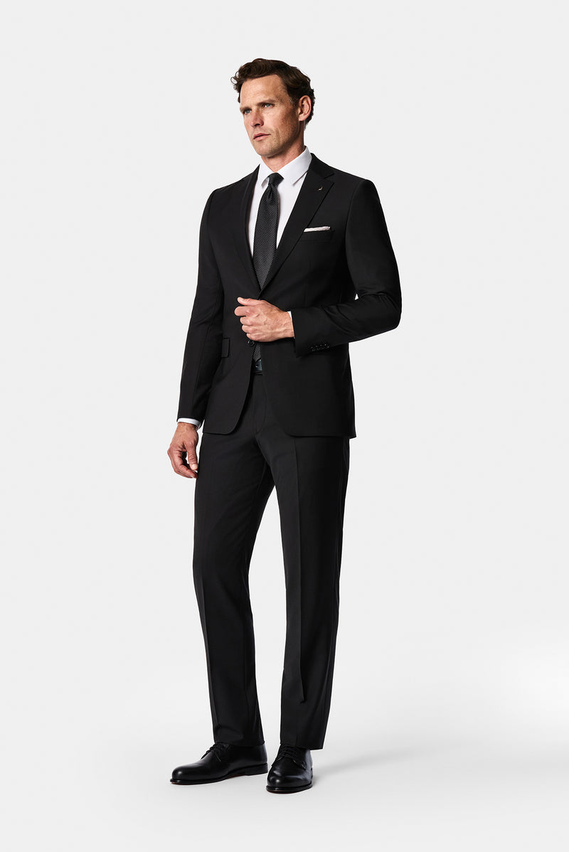 Siyah 6 Drop Regular Fit Standart Kesim Yünlü Takım Elbise