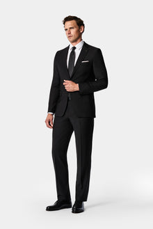 Siyah 7 Drop Slim Fit Dar Kesim Yünlü Takım Elbise