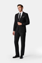 Siyah 6 Drop Regular Fit Standart Kesim Yünlü Takım Elbise