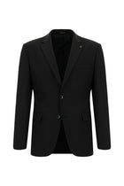 Siyah Slim Fit Dar Kesim Yünlü Klasik Takım Elbise