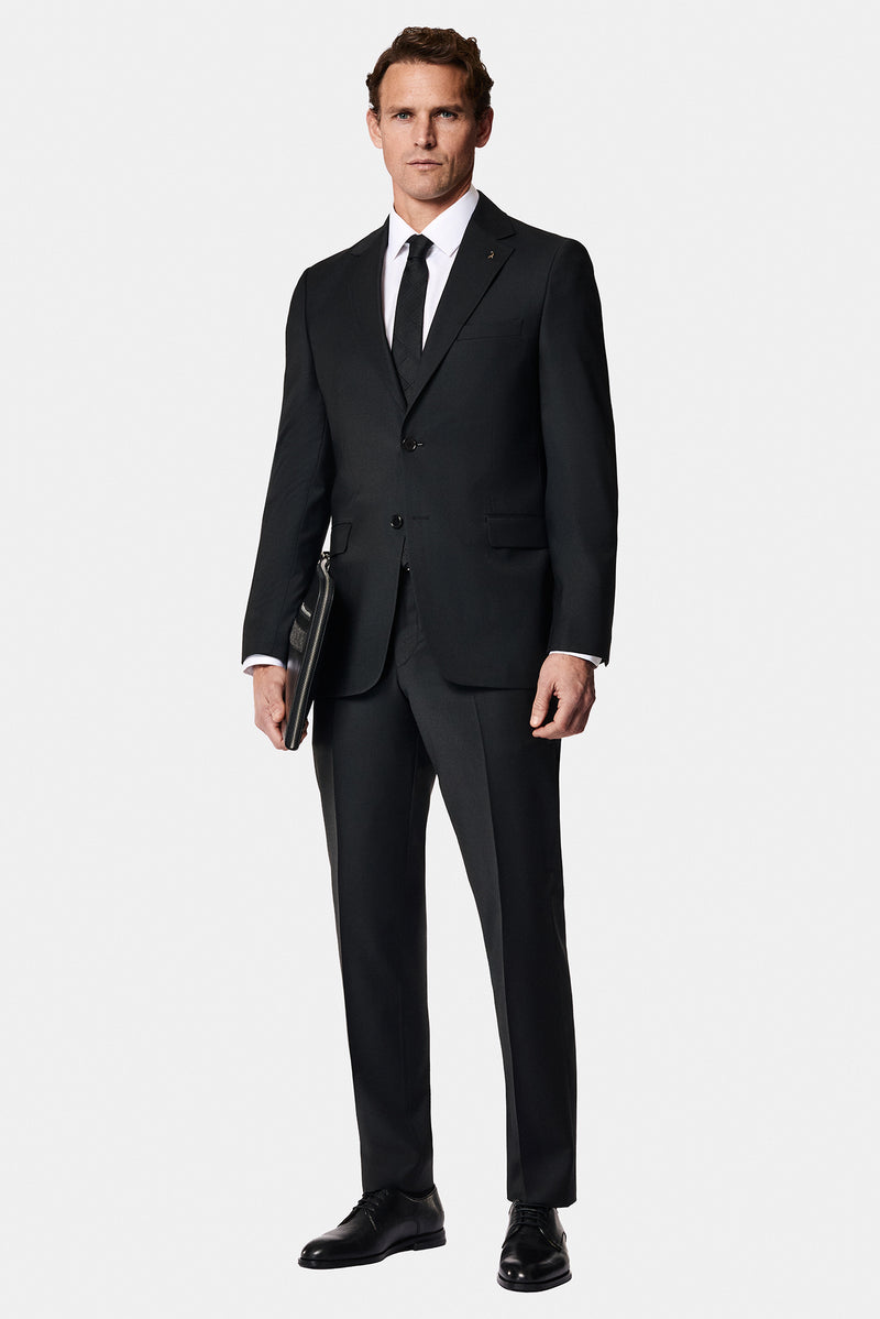 Siyah 4 Drop Relaxed Fit Rahat Kesim Yünlü Tak?m Elbise-Abdullah Ki??l?