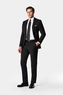 Siyah 4 Drop Relaxed Fit Rahat Kesim Yünlü Takım Elbise