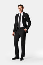Siyah 6 Drop Regular Fit Standart Kesim Mono Yaka Yünlü Likralı Takım Elbise