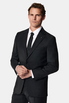 Siyah 7 Drop Slim Fit Dar Kesim Yünlü Tak?m Elbise-Abdullah Ki??l?