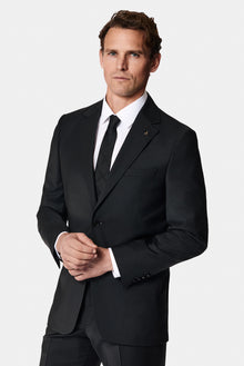 Siyah 7 Drop Slim Fit Dar Kesim Yünlü Tak?m Elbise-Abdullah Ki??l?