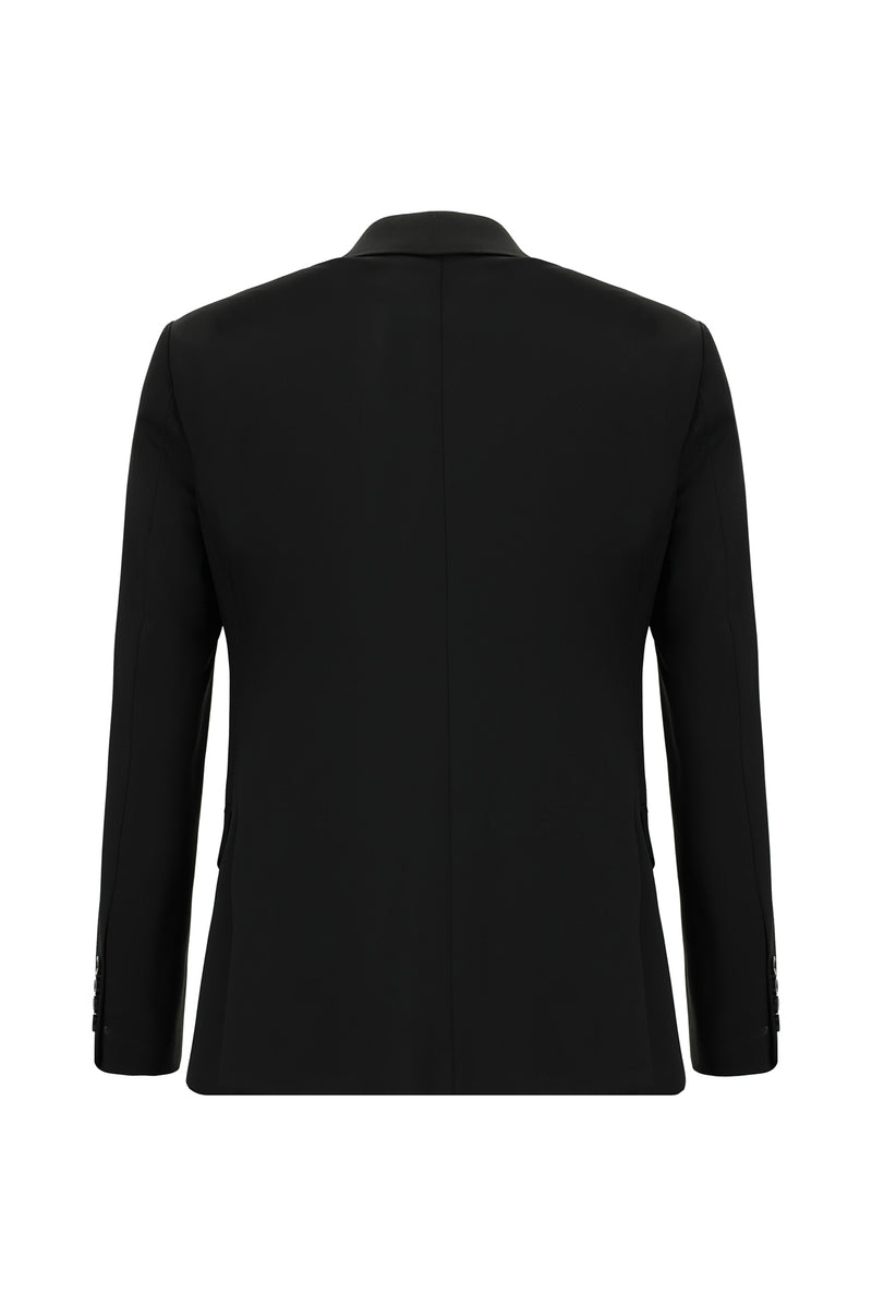Siyah Slim Fit Dar Kesim Yünlü Klasik Takım Elbise