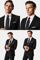 Siyah 7 Drop Slim Fit Dar Kesim Yünlü Takım Elbise