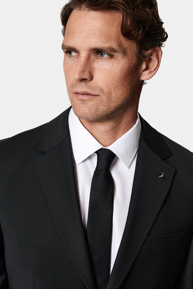 Siyah 6 Drop Regular Fit Standart Kesim Yünlü Takım Elbise