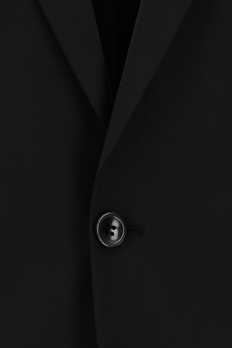 Siyah Slim Fit Dar Kesim Yünlü Klasik Takım Elbise