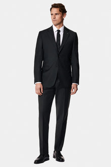 Siyah 7 Drop Slim Fit Dar Kesim Yünlü Tak?m Elbise-Abdullah Ki??l?