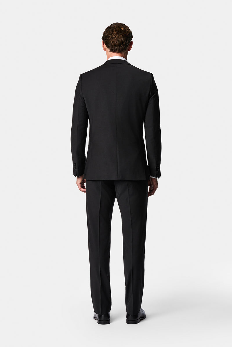 Siyah 7 Drop Slim Fit Dar Kesim Yünlü Takım Elbise