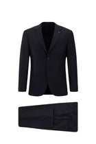 Koyu Lacivert Slim Fit Dar Kesim Yünlü Klasik Takım Elbise