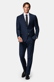Koyu Lacivert 7 Drop Slim Fit Dar Kesim Yünlü Takım Elbise