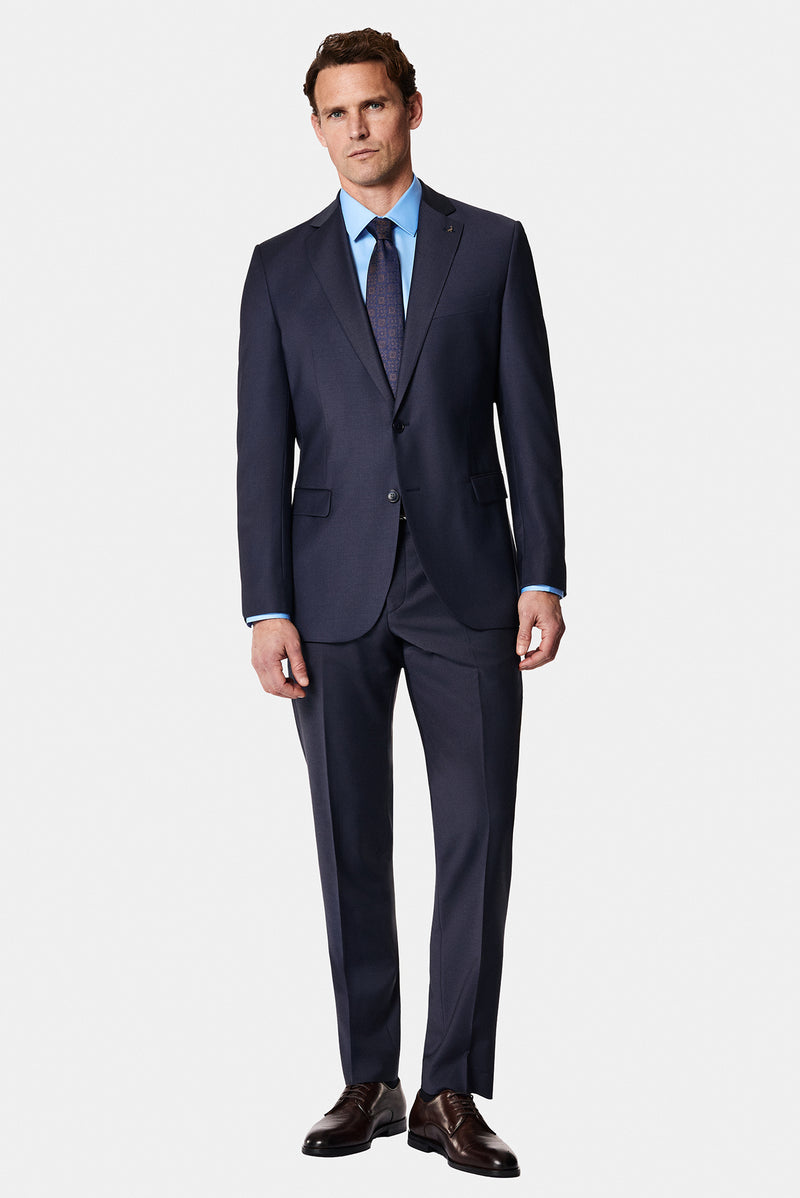Koyu Lacivert 7 Drop Slim Fit Dar Kesim Yünlü Tak?m Elbise-Abdullah Ki??l?