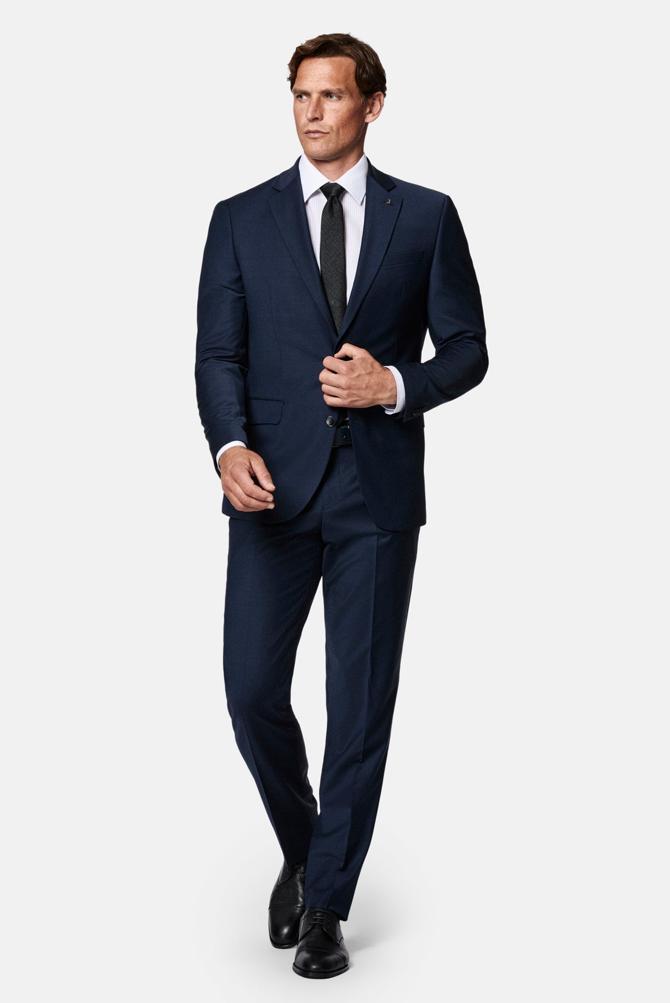 Koyu Lacivert 7 Drop Slim Fit Dar Kesim Yünlü Takım Elbise