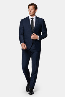 Koyu Lacivert 7 Drop Slim Fit Dar Kesim Yünlü Takım Elbise
