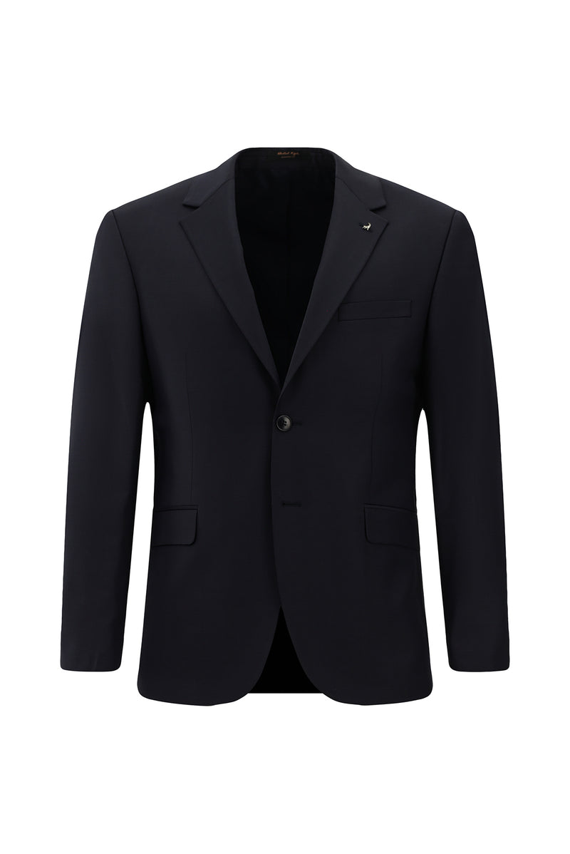 Koyu Lacivert Relaxed Fit Rahat Kesim Yünlü Klasik Takım Elbise