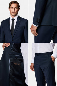 Koyu Lacivert 7 Drop Slim Fit Dar Kesim Yünlü Takım Elbise