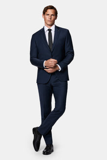 Koyu Lacivert 7 Drop Slim Fit Dar Kesim Yünlü Takım Elbise