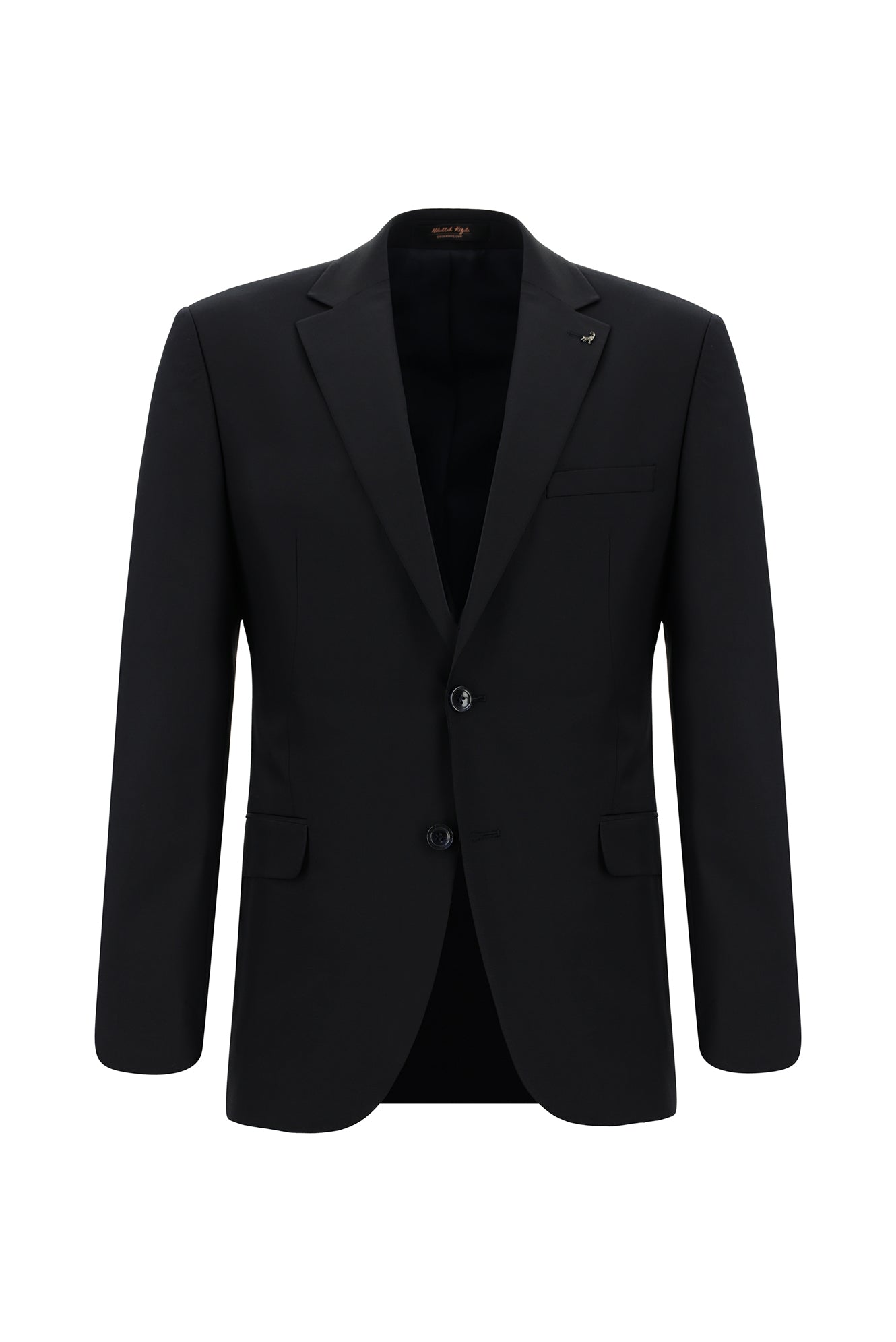 Siyah Lacivert Slim Fit Dar Kesim Yünlü Klasik Takım Elbise