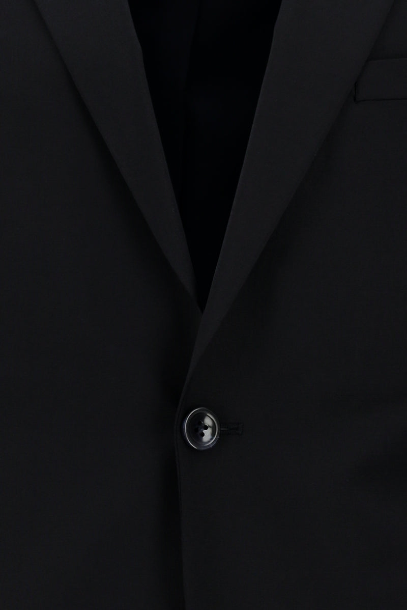 Siyah Lacivert Slim Fit Dar Kesim Yünlü Klasik Takım Elbise