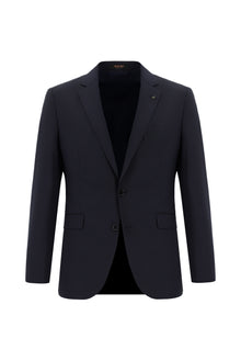 Koyu Lacivert 7 Drop Slim Fit Dar Kesim Yünlü Tak?m Elbise-Abdullah Ki??l?