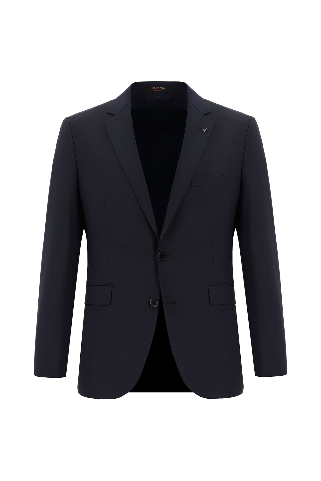 Koyu Lacivert Slim Fit Dar Kesim Yünlü Klasik Takım Elbise