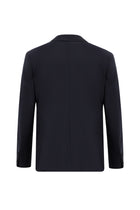 Koyu Lacivert Slim Fit Dar Kesim Yünlü Klasik Takım Elbise