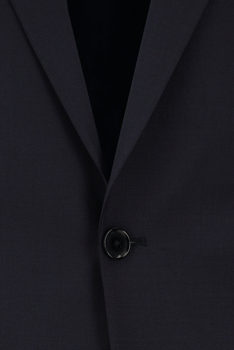 Koyu Lacivert Slim Fit Dar Kesim Yünlü Klasik Takım Elbise