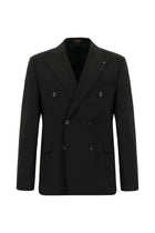 Siyah Regular Fit Yünlü Kruvaze Takım Elbise