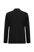 Siyah Slim Fit Dar Kesim Yünlü Kruvaze Takım Elbise