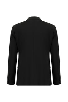 Siyah Regular Fit Yünlü Kruvaze Takım Elbise