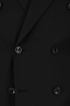 Siyah Slim Fit Dar Kesim Yünlü Kruvaze Takım Elbise