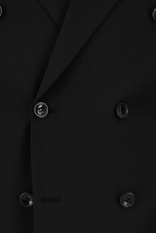 Siyah Slim Fit Dar Kesim Yünlü Kruvaze Takım Elbise