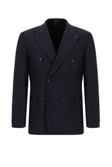 Koyu Lacivert 6 Drop Regular Fit Standart Kesim Yünlü Kruvaze Tak?m Elbise-Abdullah Ki??l?