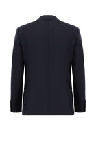 Koyu Lacivert Slim Fit Dar Kesim Yünlü Kruvaze Takım Elbise