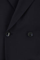 Koyu Lacivert Slim Fit Dar Kesim Yünlü Kruvaze Takım Elbise