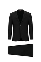 Siyah Slim Fit Dar Kesim Yünlü Klasik Takım Elbise