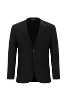 Siyah Super Slim Fit Ekstra Dar Kesim Yünlü Klasik Takım Elbise