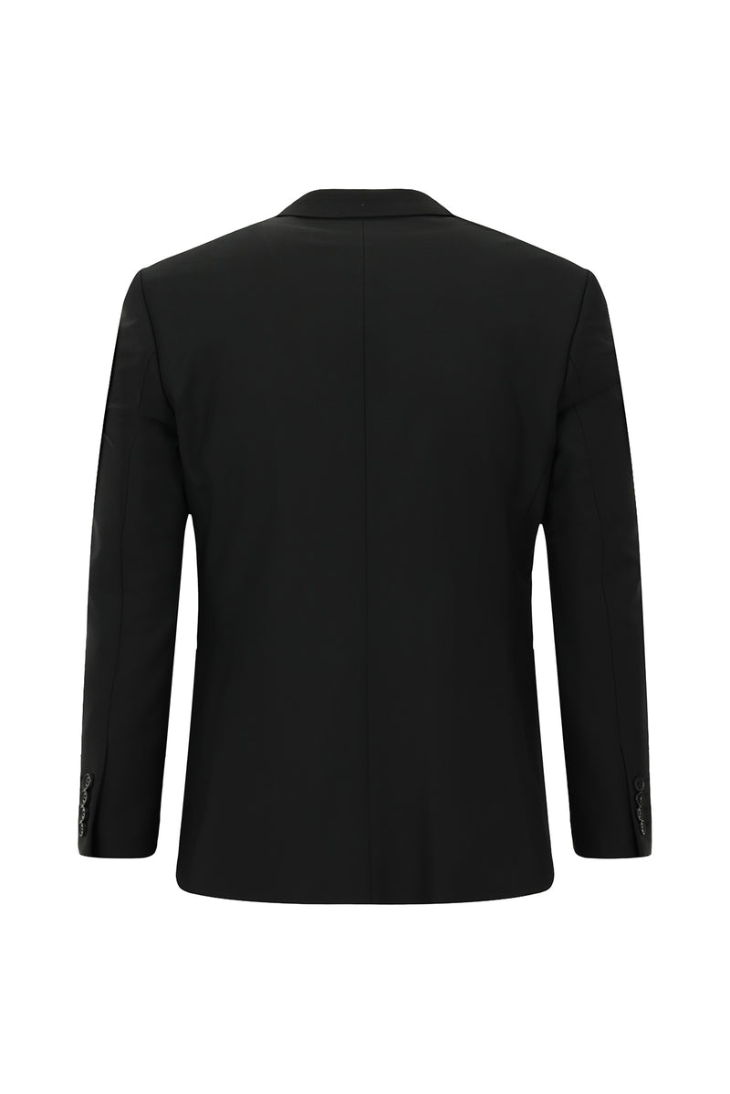 Siyah Slim Fit Dar Kesim Yünlü Klasik Takım Elbise