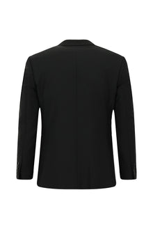 Siyah Super Slim Fit Ekstra Dar Kesim Yünlü Klasik Takım Elbise