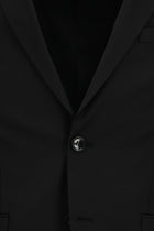 Siyah Slim Fit Dar Kesim Yünlü Klasik Takım Elbise