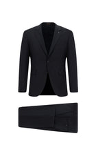 Koyu Lacivert Slim Fit Dar Kesim Yünlü Klasik Takım Elbise
