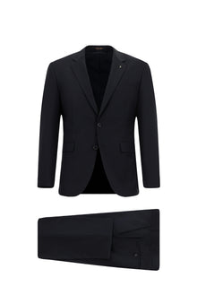 Koyu Lacivert 7 Drop Slim Fit Dar Kesim Yünlü Tak?m Elbise-Abdullah Ki??l?