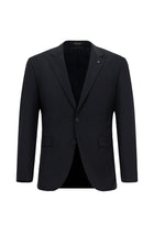 Koyu Lacivert Slim Fit Dar Kesim Yünlü Klasik Takım Elbise