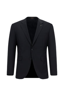Koyu Lacivert Slim Fit Dar Kesim Yünlü Klasik Takım Elbise