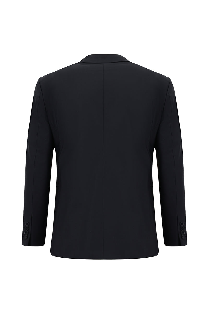 Koyu Lacivert Slim Fit Dar Kesim Yünlü Klasik Takım Elbise