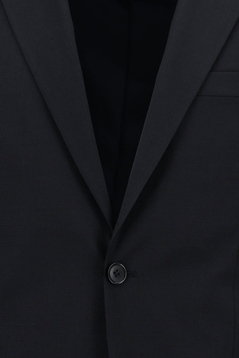 Koyu Lacivert Slim Fit Dar Kesim Yünlü Klasik Takım Elbise